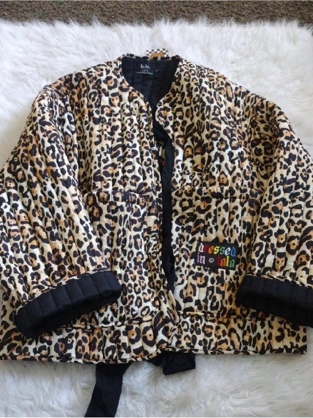 New! Dressed in LALA Welcome to Lalaland Quilted Leopard Oversized Jacket - S/M - Picture 5 of 7